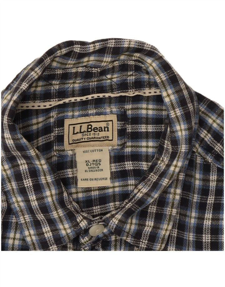 L.L.BEAN Herren-Flanellhemd XL, marineblau, kariert, Baumwolle