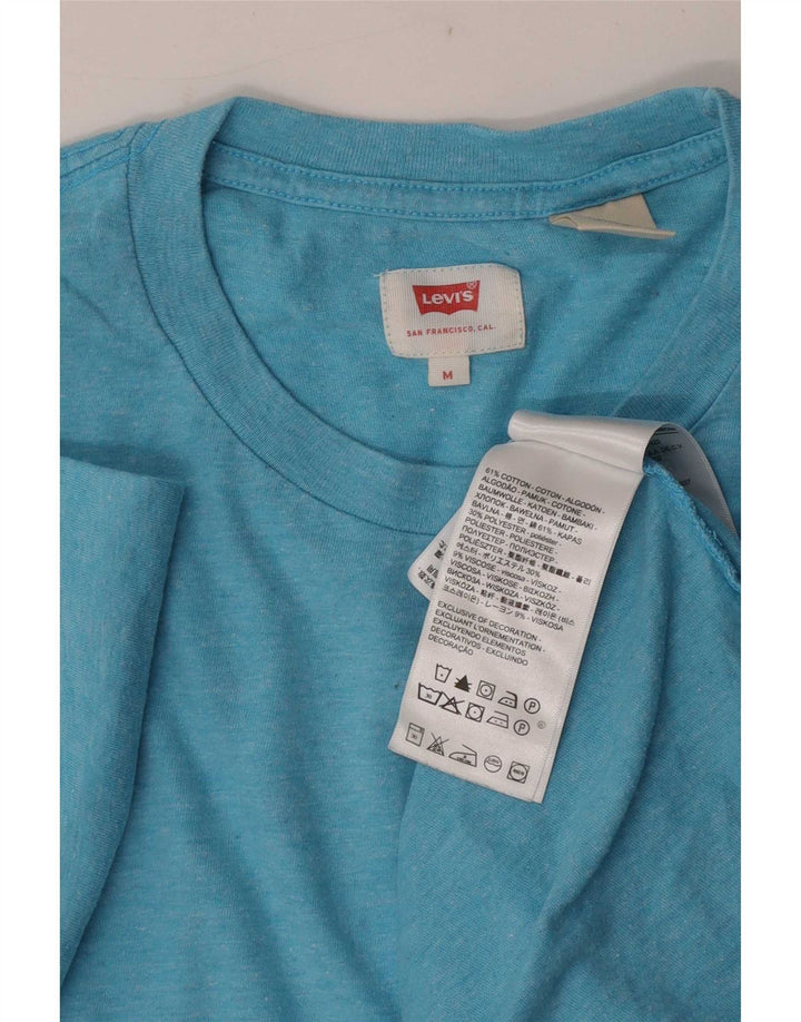 Levi's Herren-T-Shirt-Oberteil aus mittelblau gefleckter Baumwolle