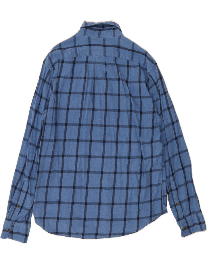 J. CREW Mens Brushed Classic Fit Flannel Shirt Large Blue Check Cotton Vintage J. Crew and Second-Hand J. Crew from Messina Hembry 