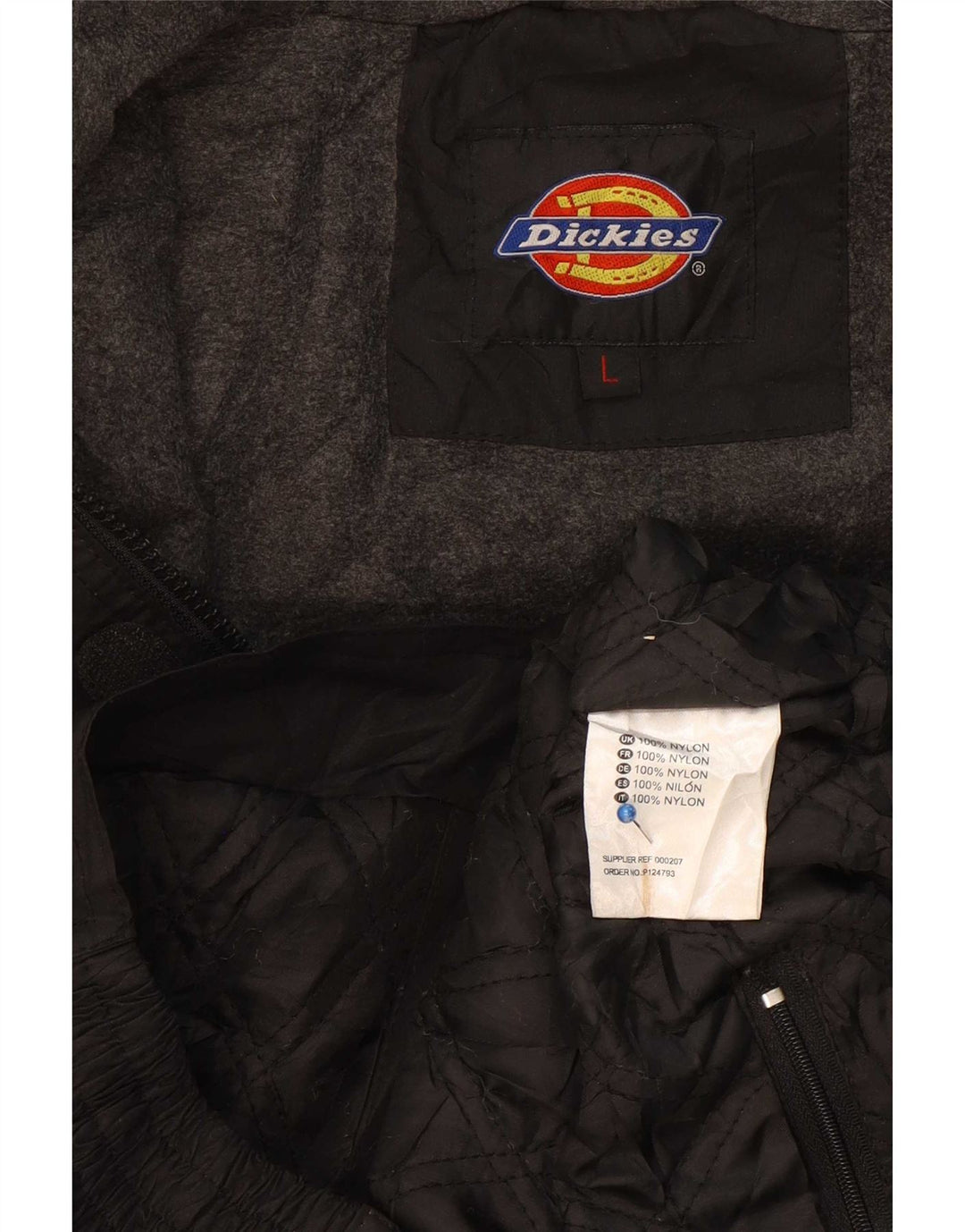 Dickies Herren-Bomberjacke mit grafischer Kapuze, Gr. 40, großes schwarzes Nylon