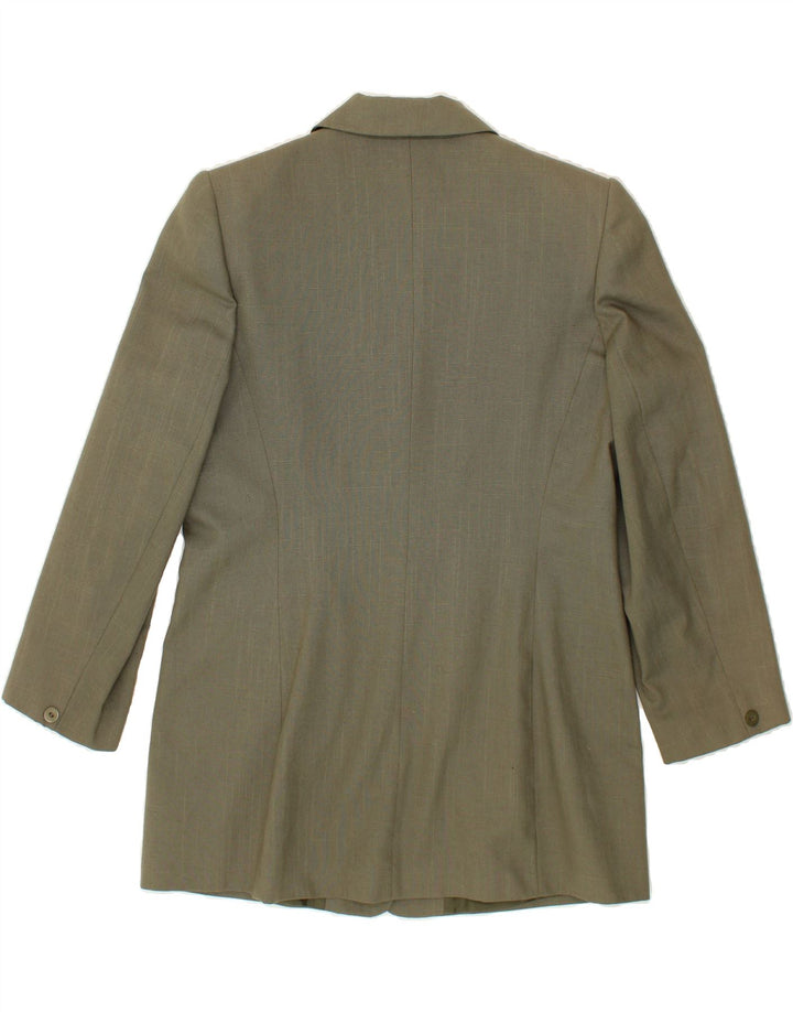 CLASSICS Womens Longline 3 Button Blazer Jacket UK 14 Medium Khaki Vintage Classics and Second-Hand Classics from Messina Hembry 