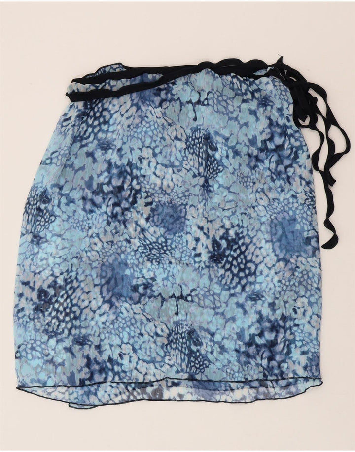 Vintage Damen Wickelrock W30 Mittelblauer Tierdruck