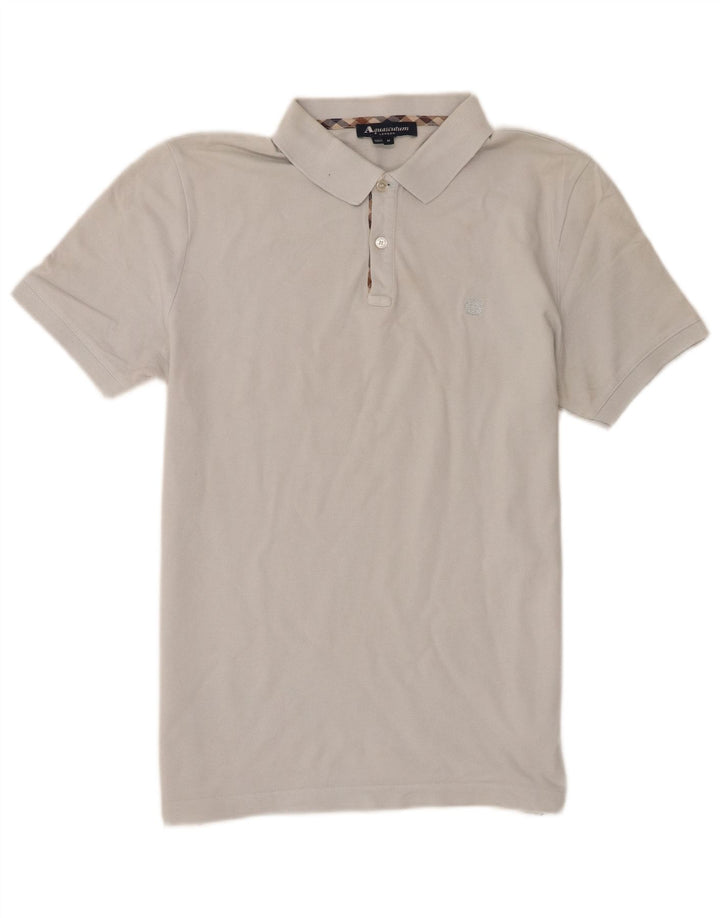 Aquascutum Herren-Poloshirt aus mittelgrauer Baumwolle