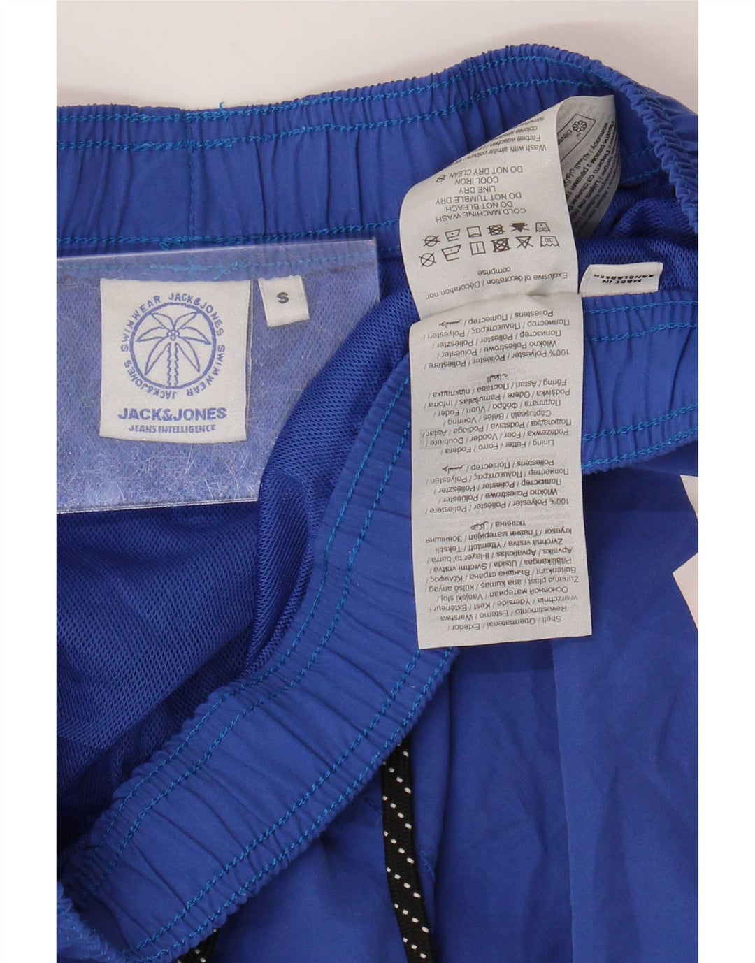 Jack & Jones Herren Badeshorts mit Grafik, Größe S, Blau, Polyester