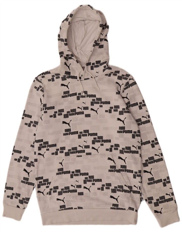 Puma Herren-Kapuzenpullover mit Grafik, Größe S, weiße Baumwolle