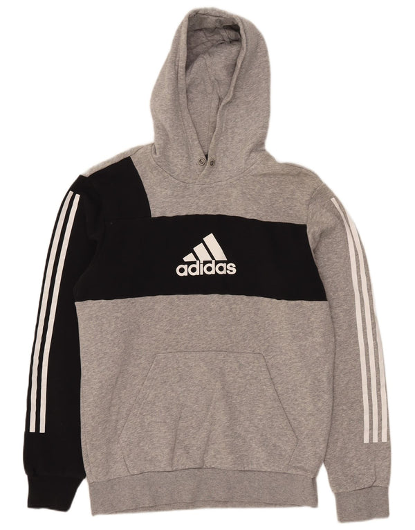 Adidas Herren Graphic Hoodie Pullover Mittelgraue Colourblock-Baumwolle