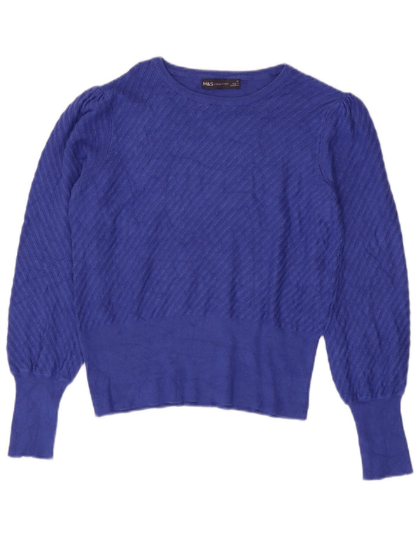 Marks & Spencer Damen-Pullover mit U-Boot-Ausschnitt, Gr. 12, Mittelblau