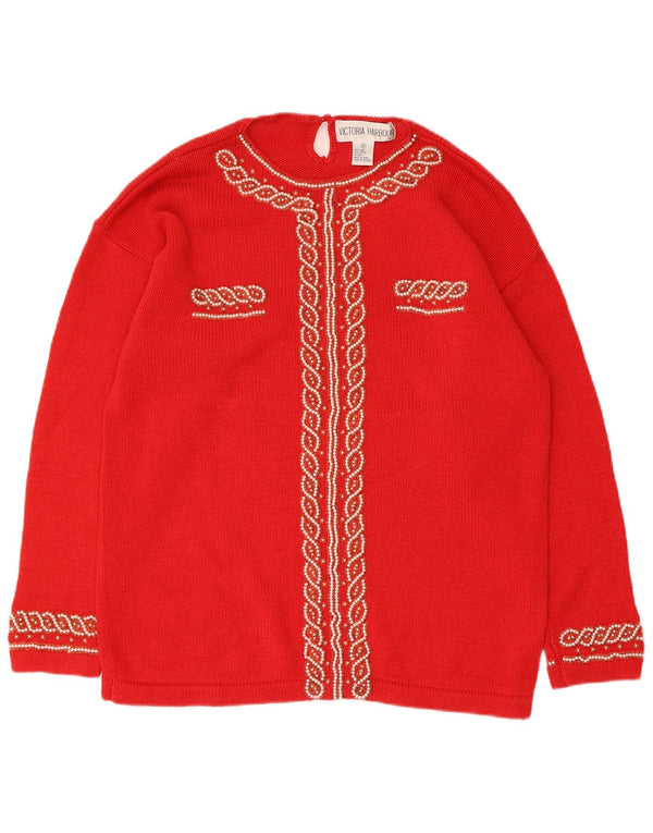 Victoria Harbour Damen-Pullover mit U-Boot-Ausschnitt, UK 14, Mittelroter Ramie