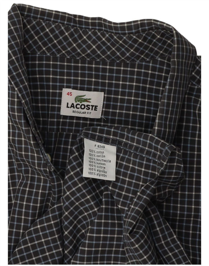 Lacoste Herren-Hemd mit normaler Passform, Größe 45 XL, grau karierte Baumwolle