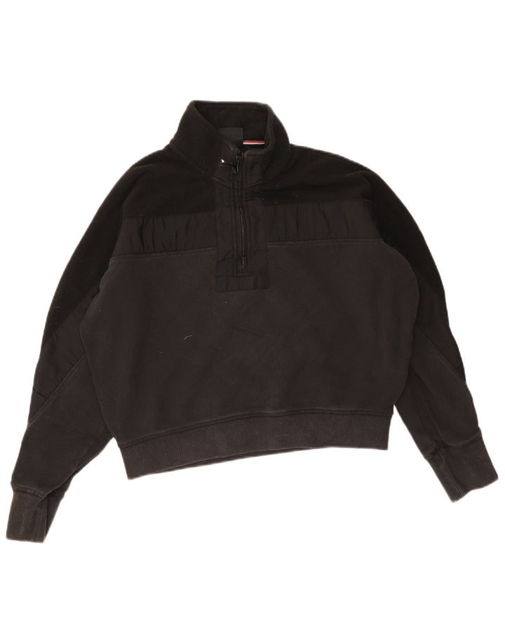 Superdry Damen Übergroßer Crop-Sweatshirt-Pullover UK 12 Medium Schwarz