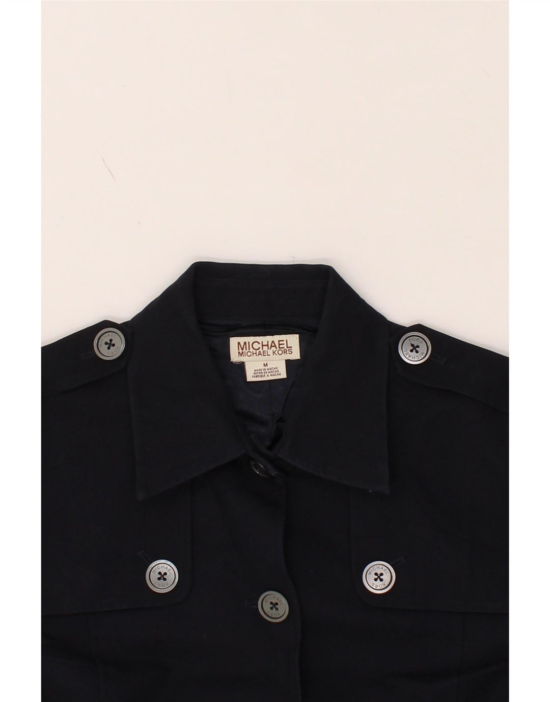 MICHAEL KORS Womens Military Jacket UK 12 Medium Navy Blue Cotton Vintage Michael Kors and Second-Hand Michael Kors from Messina Hembry 