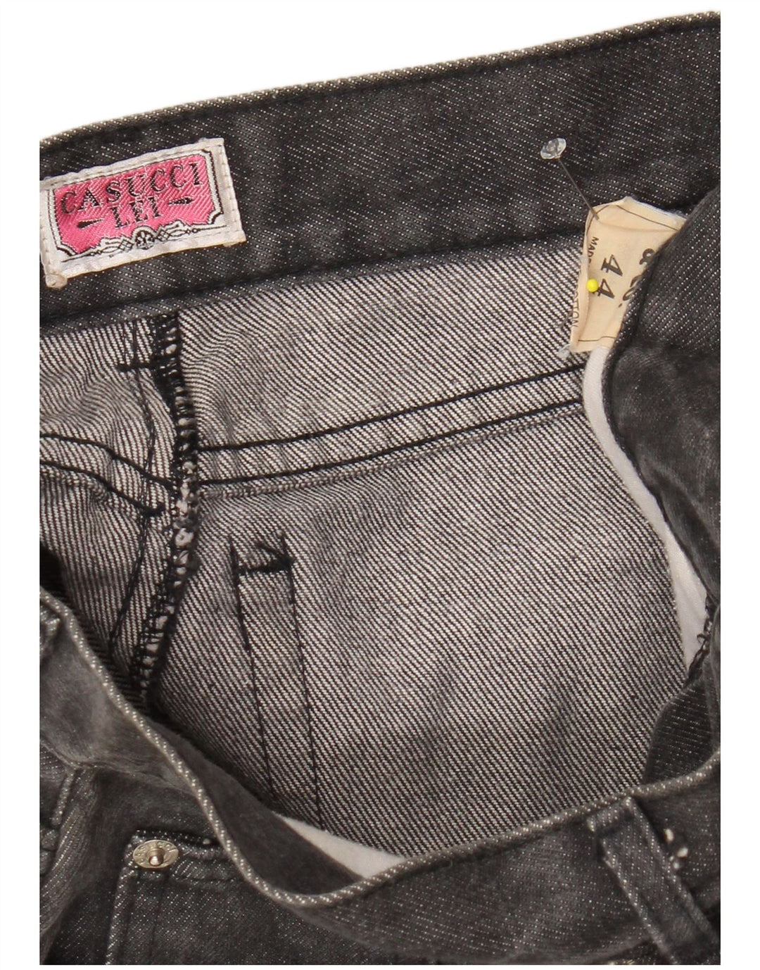 CASUCCI Damen-Jeansrock mit hoher Taille, Größe 44, mittelgroß, W26, grau geblümte Baumwolle