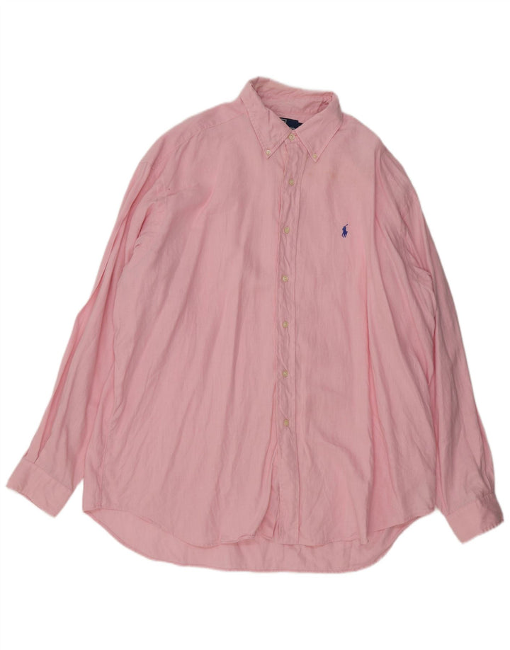 POLO RALPH LAUREN Herren Blake Übergroßes Hemd XL Rosa Leinen