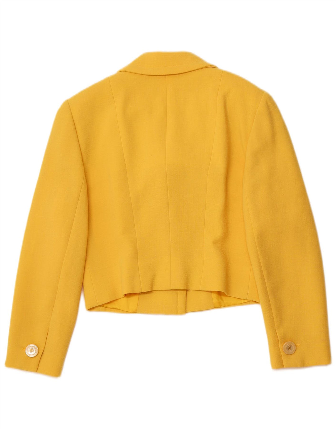 VINTAGE Damen 4-Knopf-2-teiliges Rockset IT 44 Medium W26 Gelbe Wolle