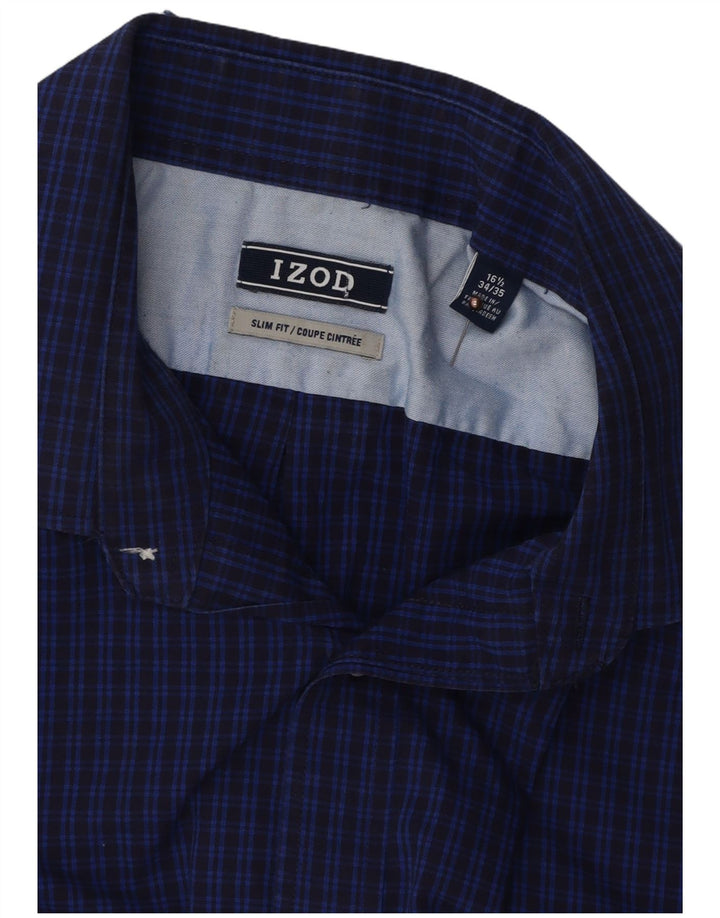 IZOD Slim-Fit-Hemd für Herren, Größe 16 1/2, groß, blau kariert, Baumwolle