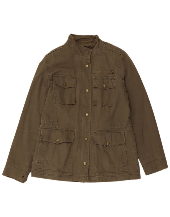 TIMBERLAND Damen Militärjacke UK 12 Medium Khaki Baumwolle