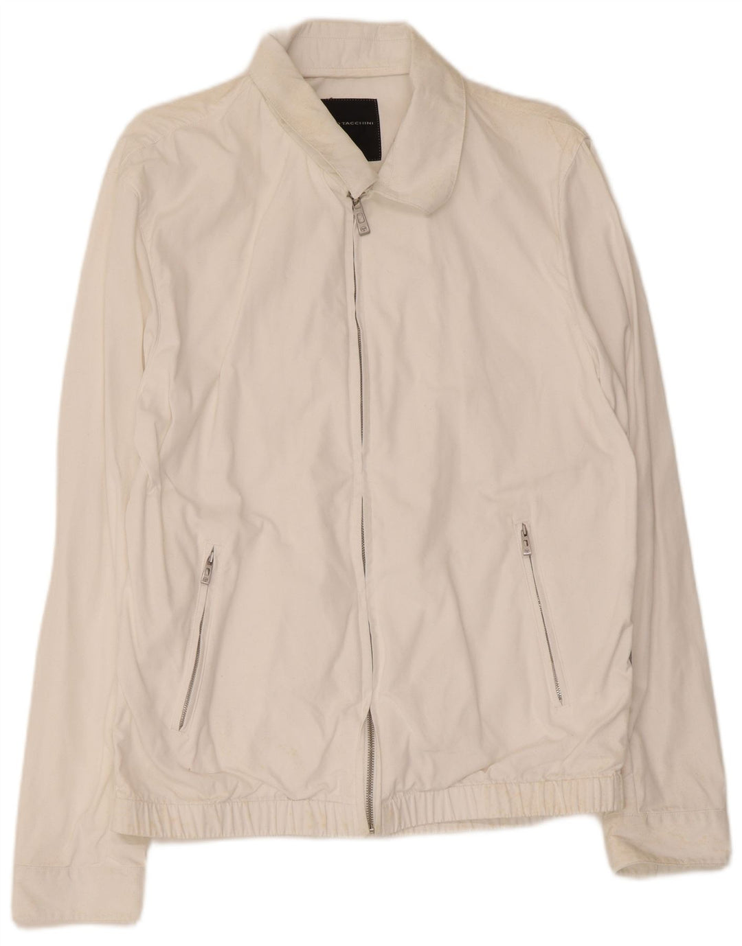 Sergio Tacchini Herren Bomberjacke UK 40 Große weiße Baumwolle