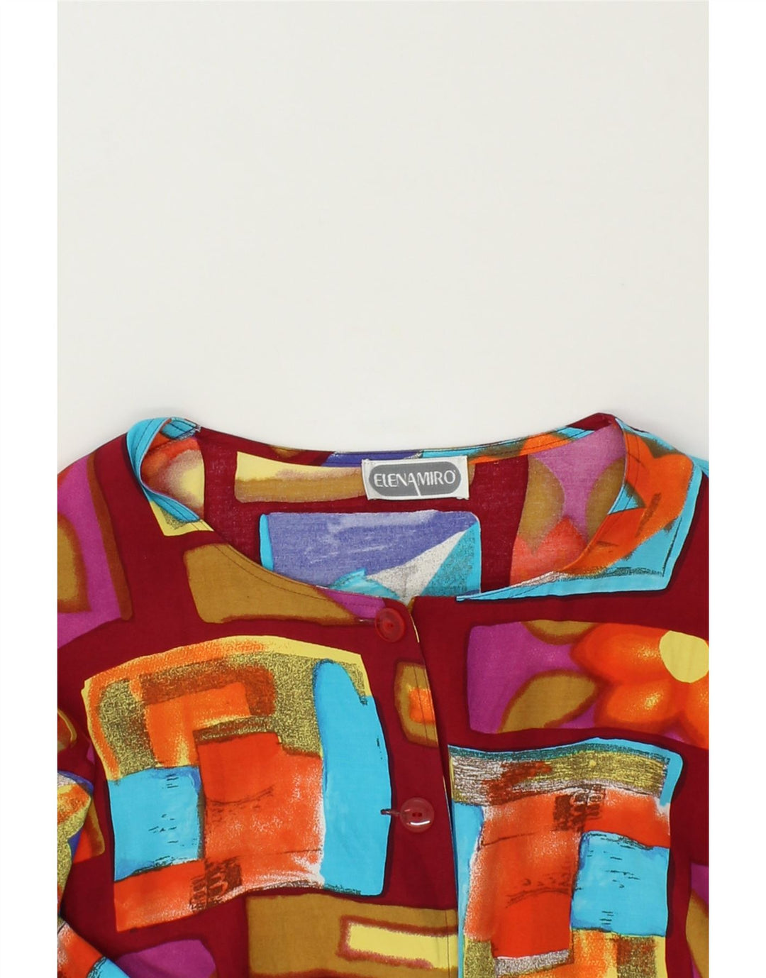 ELENA MIRO Womens Short Sleeve Shirt Blouse UK 20 2XL Red Patchwork Vintage ELENA MIRO and Second-Hand ELENA MIRO from Messina Hembry 