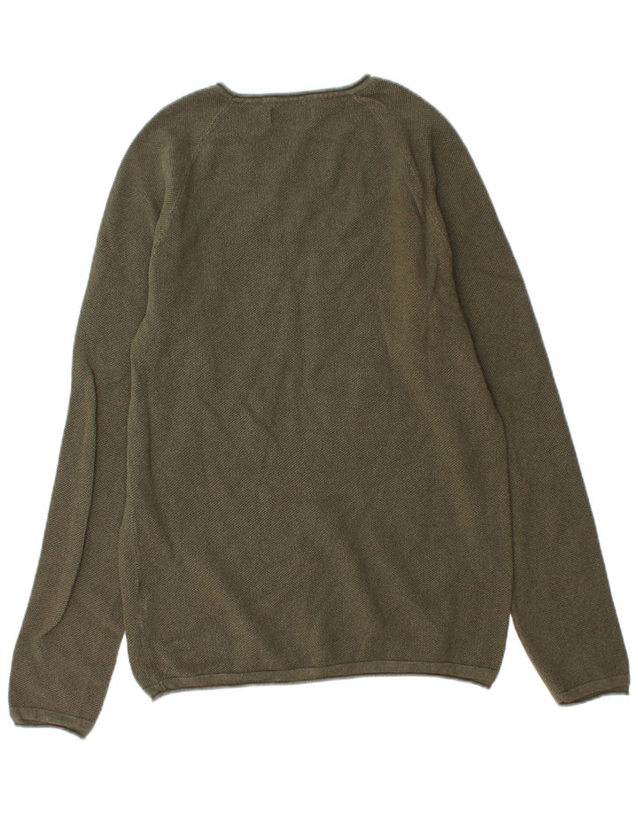Jack & Jones Herren-Pullover mit Rundhalsausschnitt, mittelgrüne Baumwolle