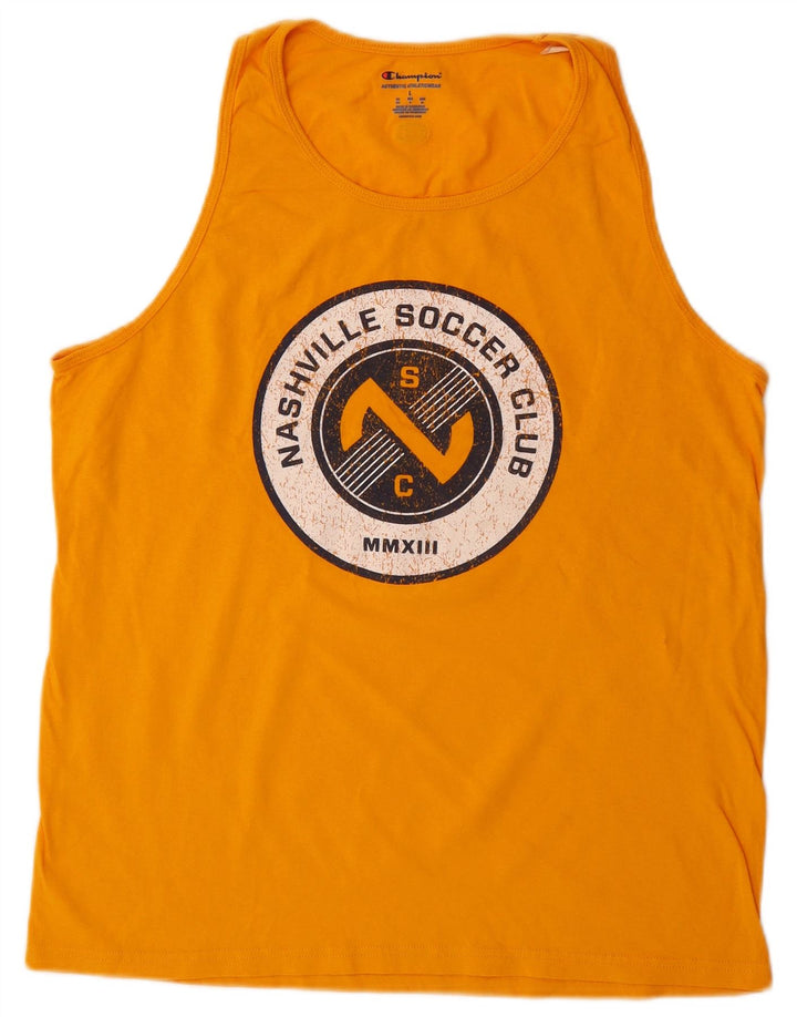 Champion Herren-T-Shirt mit Grafik, Größe L, Orange, Baumwolle