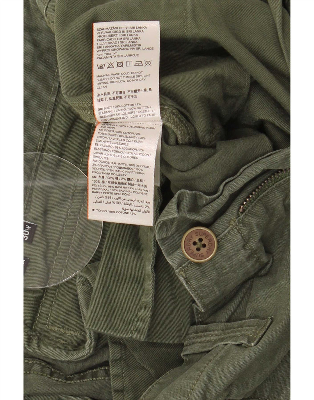 Superdry Herren Cargoshorts W30 mittelgrüne Baumwolle