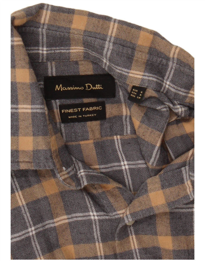 Massimo Dutti Herren-Flanellhemd, klein, grau kariert