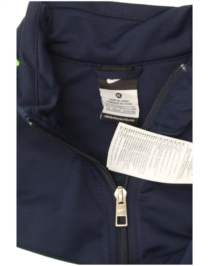 Nike Jungen-Trainingsanzug-Top-Jacke, 13–14 Jahre, XL, Marineblau, Farbblock