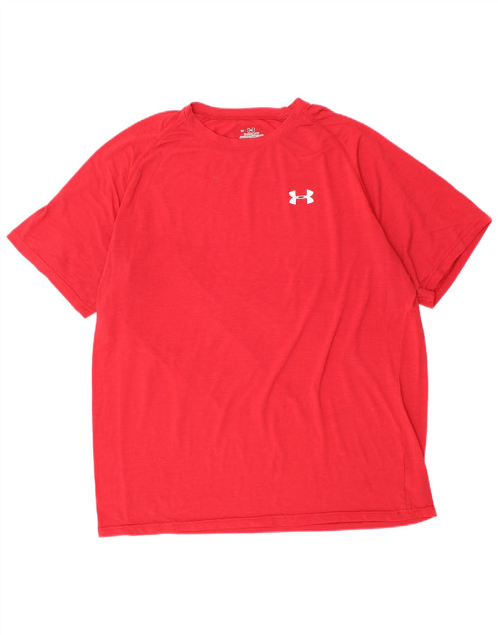 UNDER ARMOUR Herren Heat Gear T-Shirt Top Large Rot Polyester