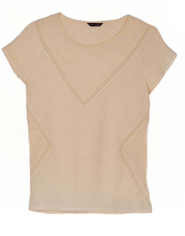 Massimo Dutti Damen Bluse Top UK 12 Mittelweiß
