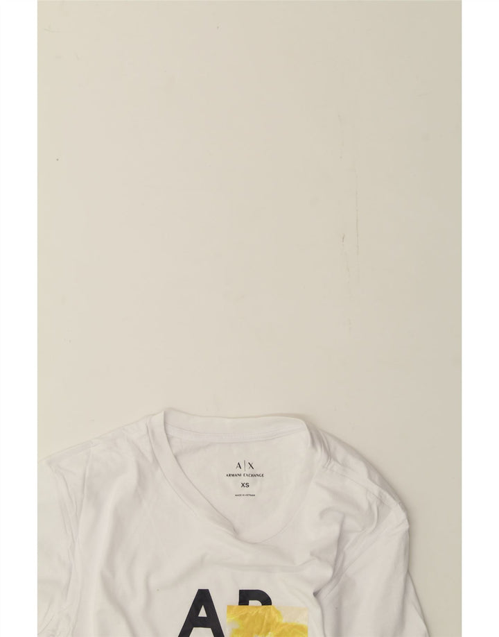 ARMANI EXCHANGE Mens Graphic T-Shirt Top XS White Cotton Vintage Armani Exchange and Second-Hand Armani Exchange from Messina Hembry 
