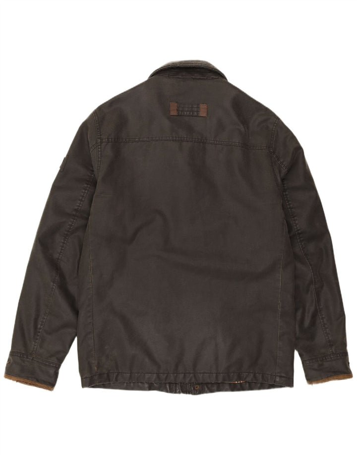 Fat Face Herrenjacke aus gewachster Baumwolle, UK 36, Größe S, grau, Polyester