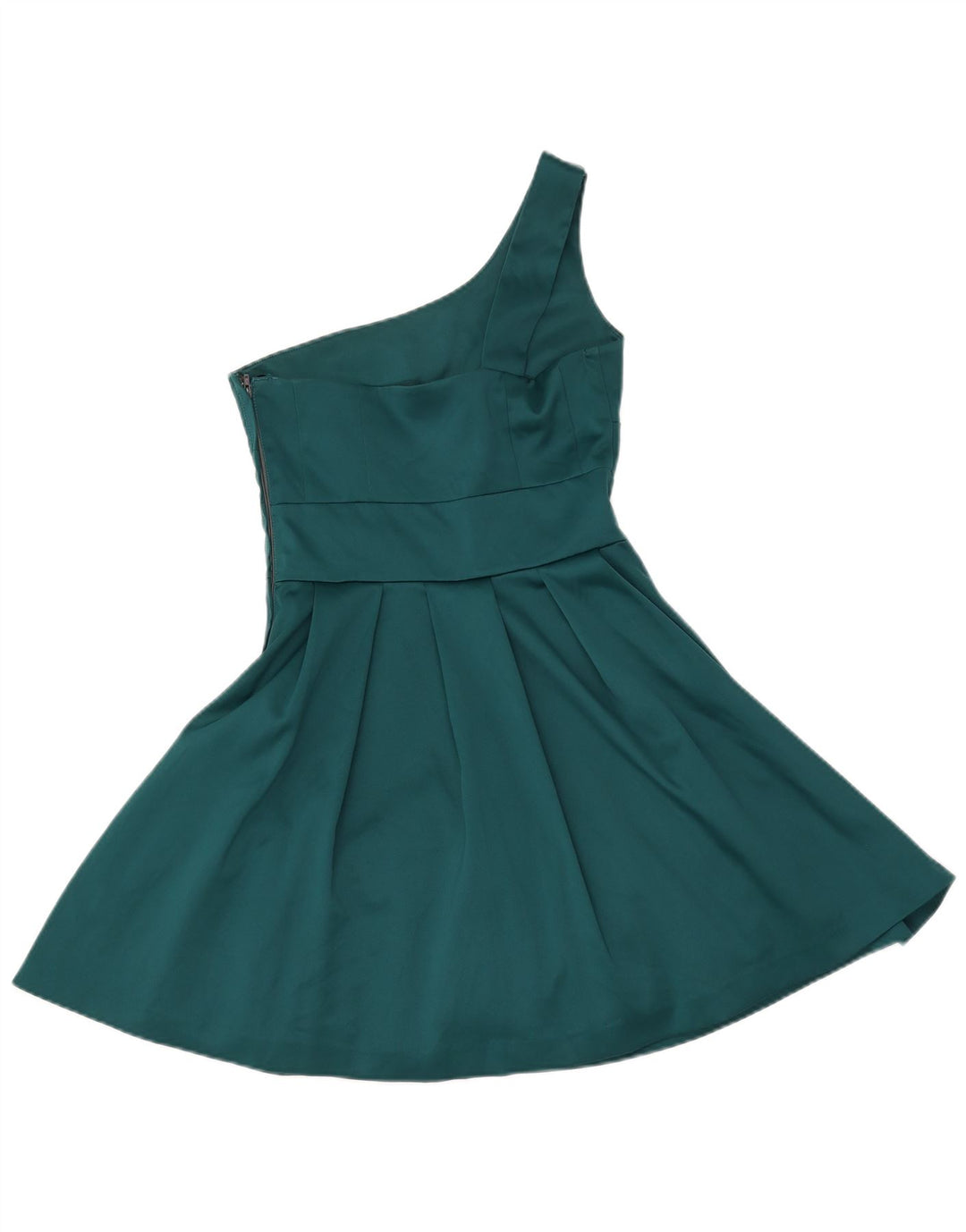 WAREHOUSE One-Shoulder-Kleid für Damen, Größe S, Grün, Polyester
