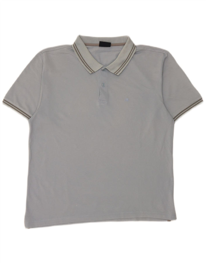 Champion Herren Kurzarm-Poloshirt mit normaler Passform Mittelblau