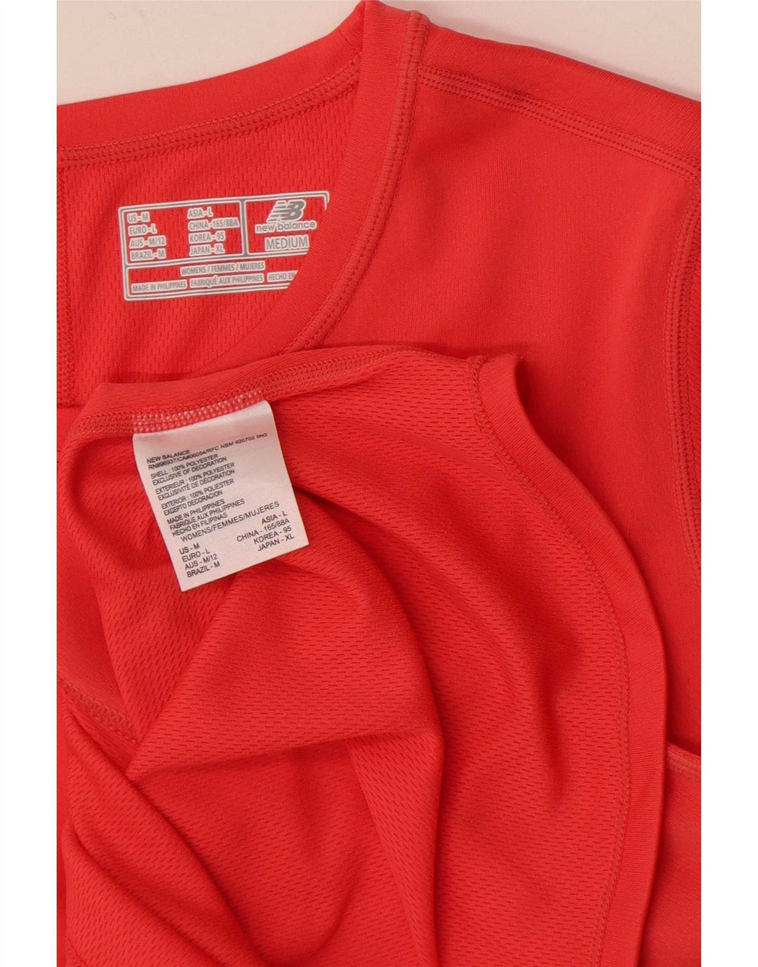 New Balance Damen T-Shirt Top UK 14 Large Rot Polyester