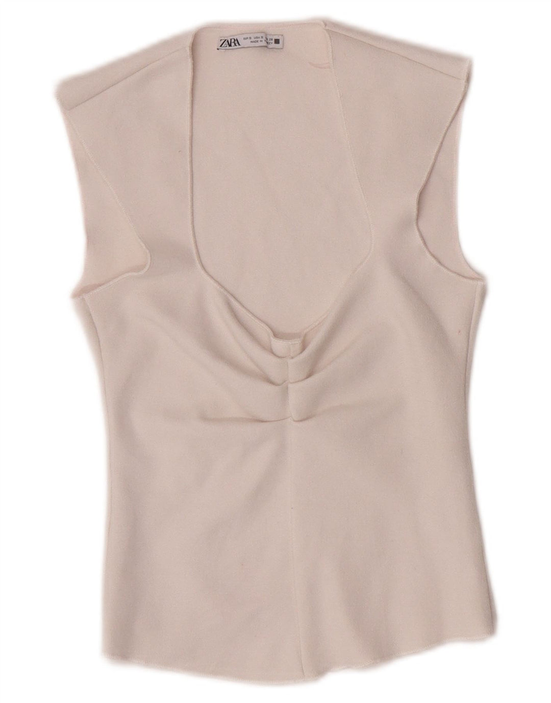 Zara Damen Crop Ärmelloses Blusenoberteil UK 8 Small Weiße Viskose