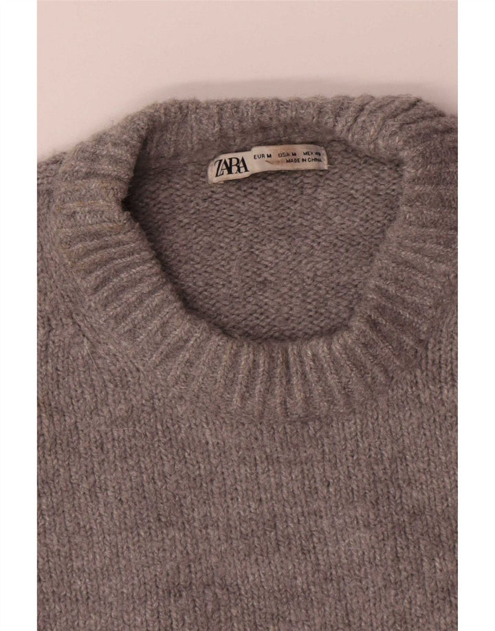 Zara Herren-Pullover mit Rundhalsausschnitt, Mittelgraues Polyester