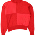 Vintage Damen Rollkragenpullover Pullover UK 12 Mittelrot Farbblock