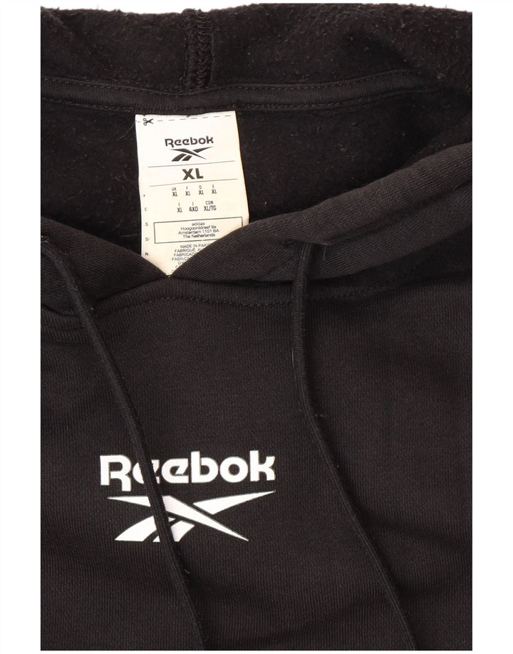 REEBOK Herren Graphic Hoodie Pullover XL Schwarz Baumwolle