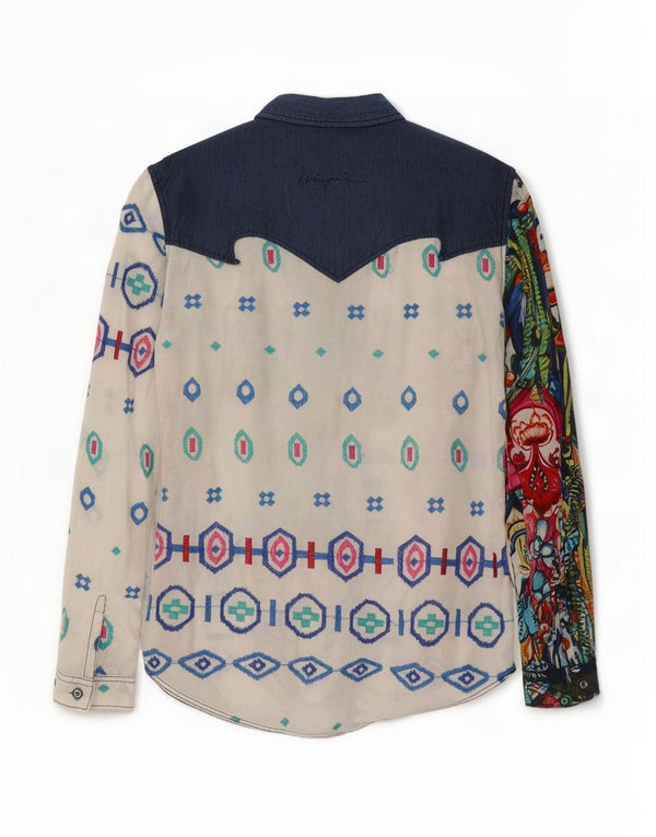 Desigual Womens Graphic Shirt UK 14 Large Mehrfarbig Geometrisch