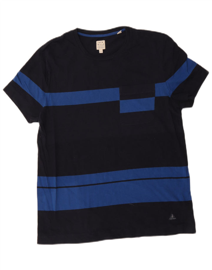 Jack Wills Herren-T-Shirt-Oberteil aus mittelschwarzer Colourblock-Baumwolle