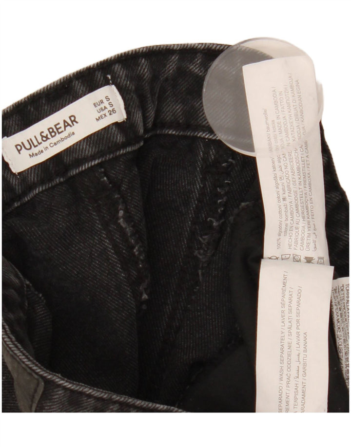 PULL & BEAR Damen-Jeansrock im Used-Look, Größe S, Größe 26, Schwarz, Baumwolle