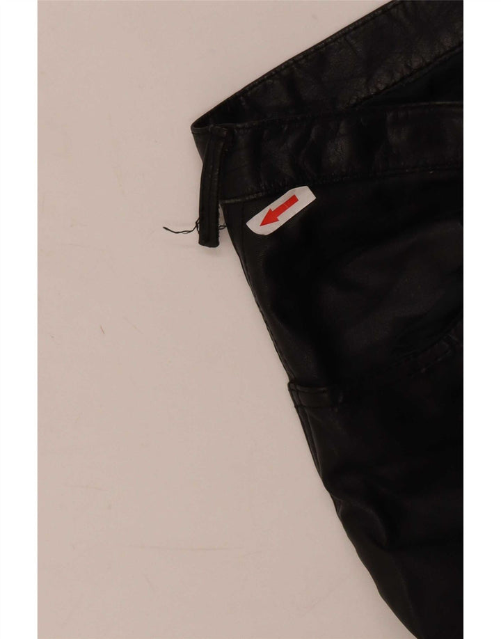 Vintage Damen Lederhose W27 L32 Schwarz