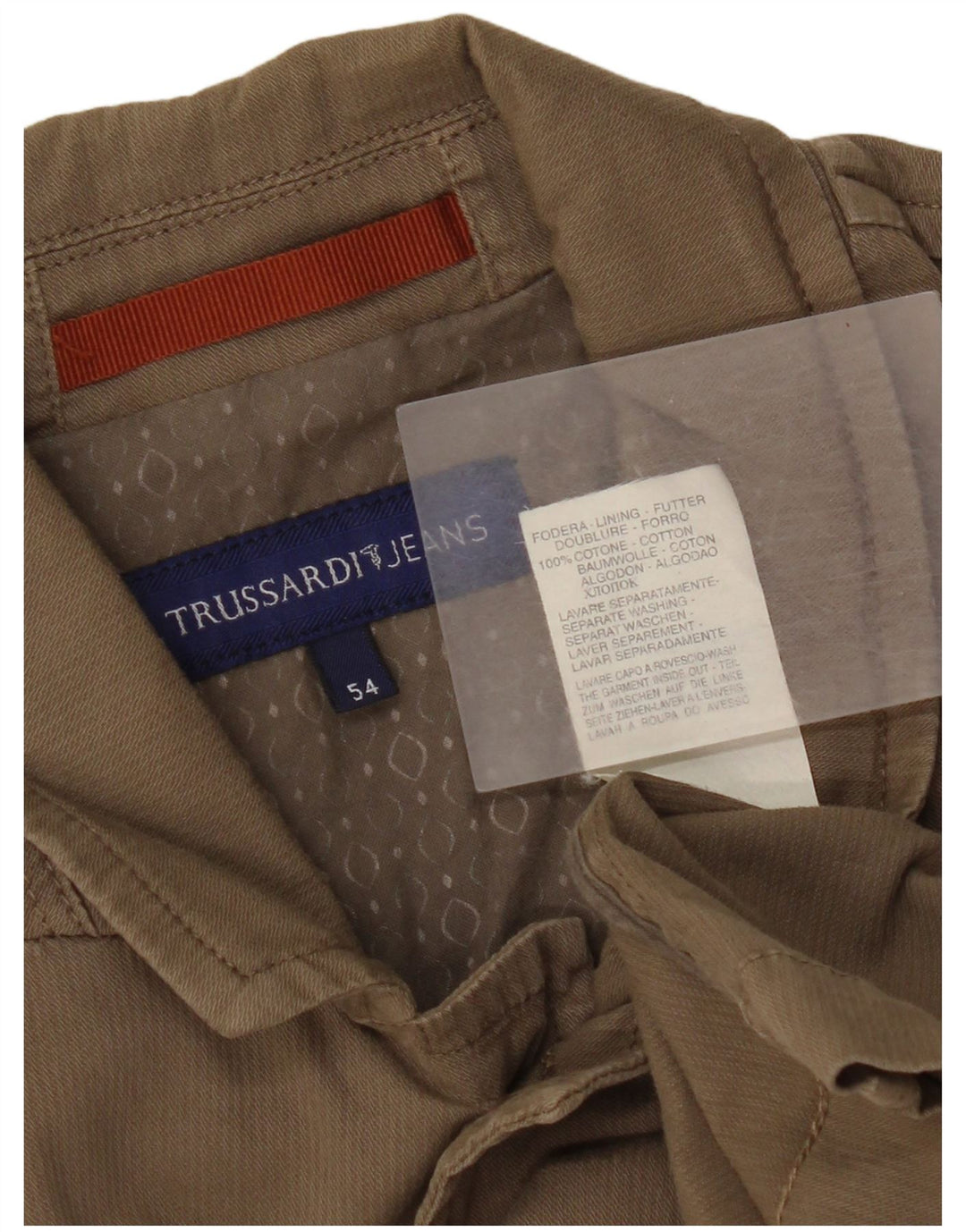 Trussardi Jeans Herren Utility-Jacke IT 54 2XL Beige Baumwolle