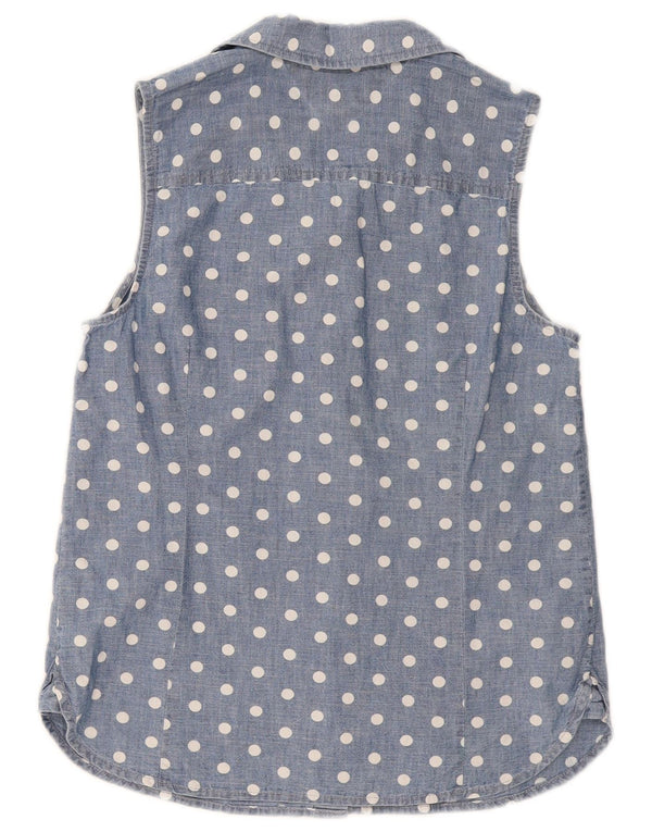 Tommy Hilfiger Damen ärmelloses Hemd UK 10 Small Blue Polka Dot Baumwolle