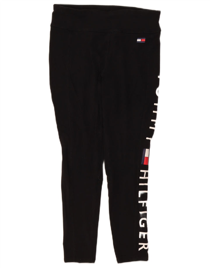 Tommy Hilfiger Womens Graphic Leggings UK 12 Mittelschwarze Baumwolle