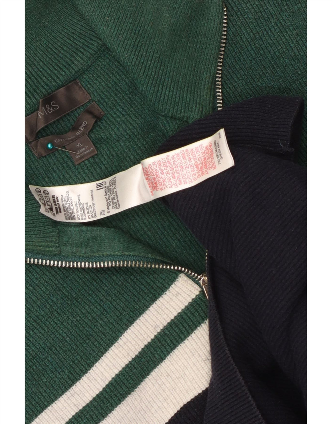 Marks & Spencer Herren-Pullover mit Reißverschluss am Hals, XL, Marineblau, Farbblock