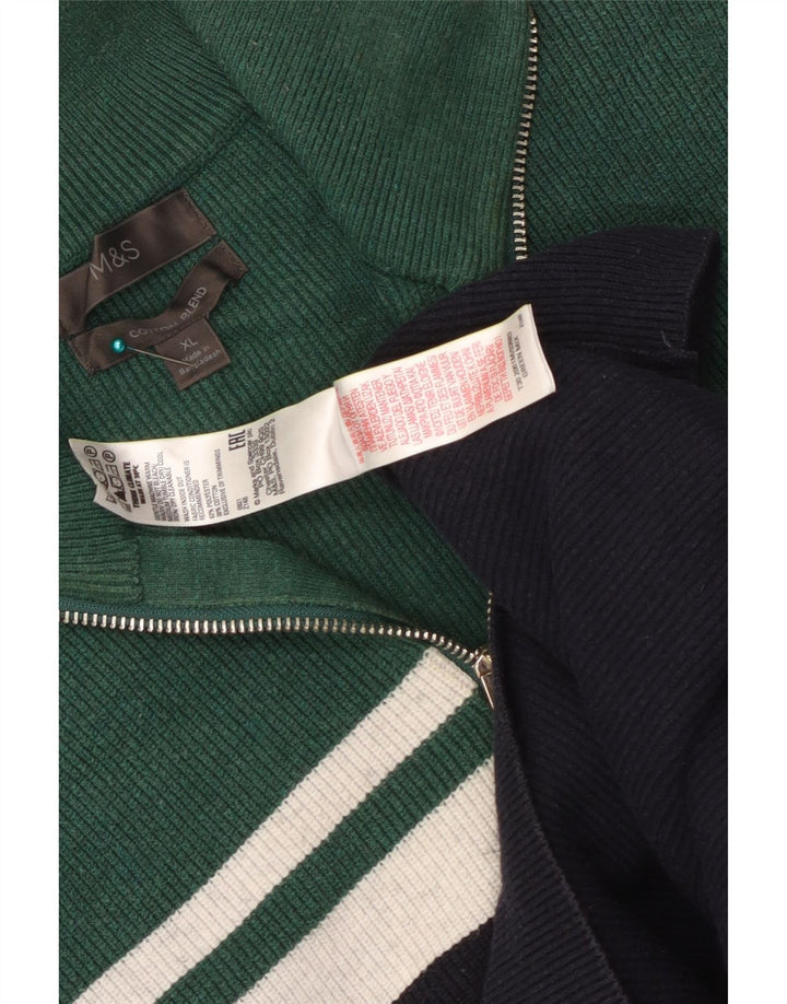 Marks & Spencer Herren-Pullover mit Reißverschluss am Hals, XL, Marineblau, Farbblock