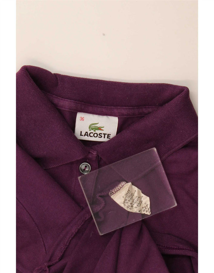 Lacoste Damen Poloshirt Größe 36 Small Lila Baumwolle