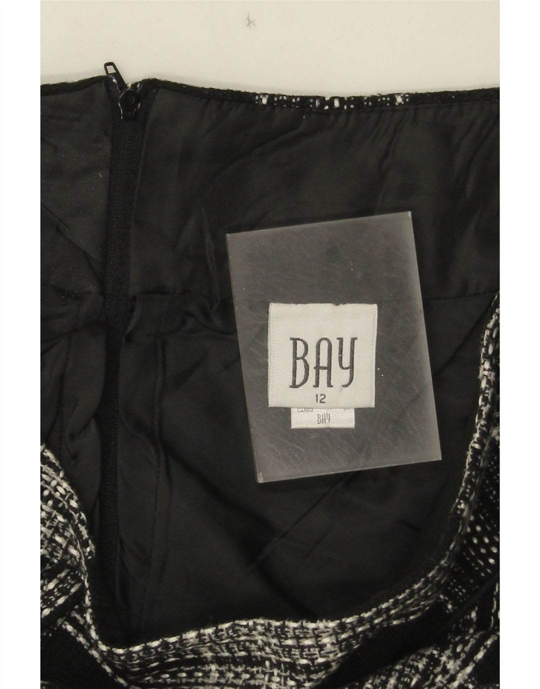 Bay Damen-A-Linien-Rock UK 12 Medium W30 Schwarz kariertes Acryl