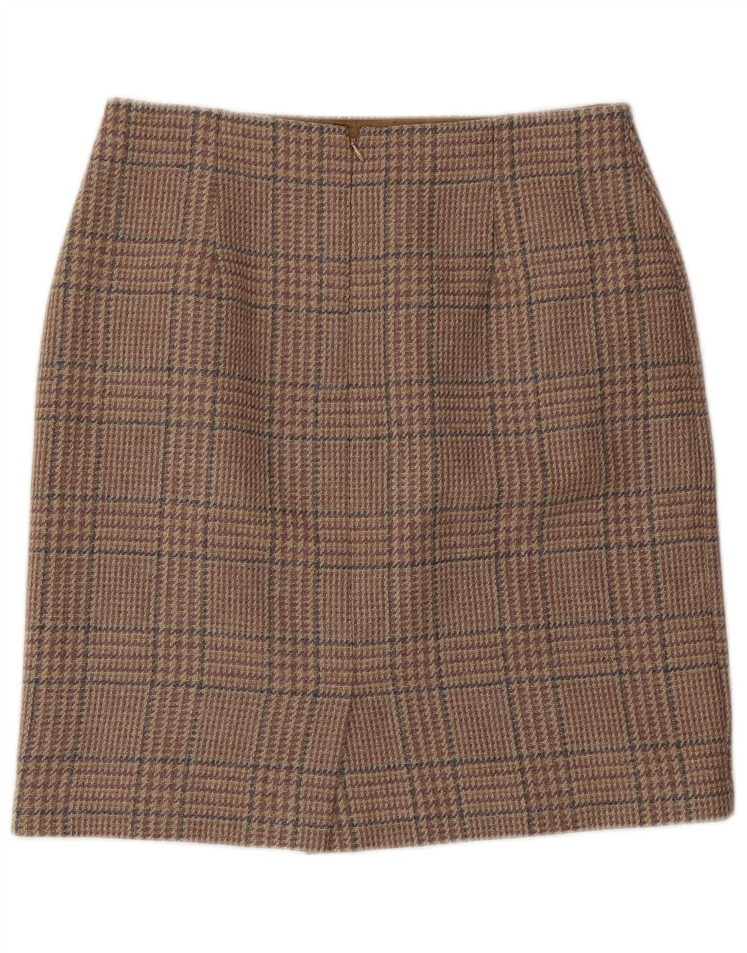 MAX MARA Womens Straight Skirt UK 16 Large W32 Beige Houndstooth Wool
